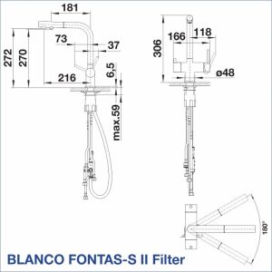 Смесител за кухня BLANCO FONTAS-S II FILTER, стомана с обработка