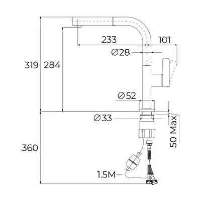 Смесител за кухня Тека, OVAL 938 - черен