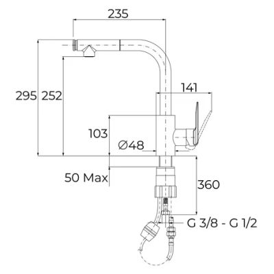 Смесител за кухня Тека, IN 938 Plus Pull-out