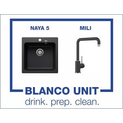 Промоционален комплект мивка BLANCO NAYA 5 и смесител BLANCO MILI цвят Черен
