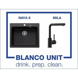 Промоционален комплект мивка BLANCO NAYA 6 и смесител BLANCO MILA цвят Черен мат