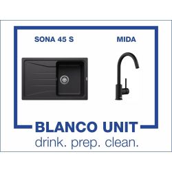 Промоционален комплект мивка BLANCO SONA 45 S и смесител BLANCO MIDA цвят Черен мат