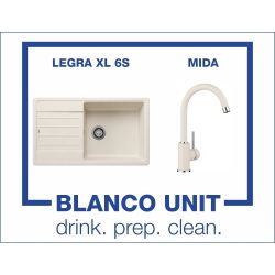 Промоционален комплект мивка BLANCO LEGRA XL 6S и смесител BLANCO MIDA цвят Меко бял