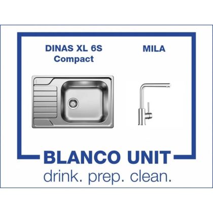Комплект мивка BLANCO DINAS XL 6S Compact и смесител BLANCO MILA хром