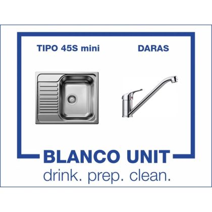 Комплект мивка BLANCO TIPO 45 S mini мат и смесител BLANCO DARAS хром