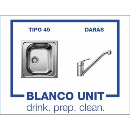 Комплект мивка BLANCO TIPO 45 мат и смесител BLANCO DARAS хром