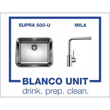 Промоционален комплект мивка за под плот BLANCO SUPRA 500-U и смесител BLANCO MILA хром