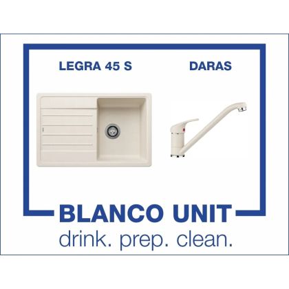 Промоционален комплект мивка BLANCO LEGRA 45S и смесител BLANCO DARAS цвят Меко бял
