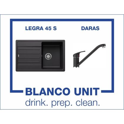 Промоционален комплект мивка BLANCO LEGRA 45S и смесител BLANCO DARAS цвят Черен