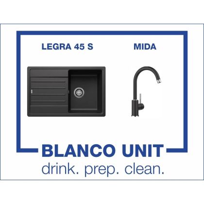 Промоционален комплект мивка BLANCO LEGRA 45S и смесител BLANCO MIDA цвят Антрацит