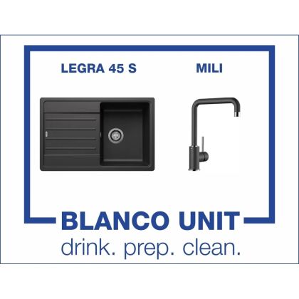 Промоционален комплект мивка BLANCO LEGRA 45S и смесител BLANCO MILI цвят Антрацит