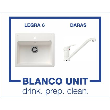 Промоционален комплект мивка BLANCO LEGRA 6 и смесител BLANCO DARAS цвят Бял