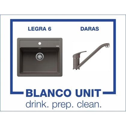 Промоционален комплект мивка BLANCO LEGRA 6 и смесител BLANCO DARAS цвят Вулканично сив