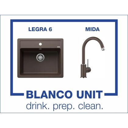 Промоционален комплект мивка BLANCO LEGRA 6 и смесител BLANCO MIDA цвят Кафе