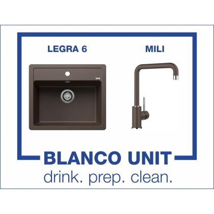 Промоционален комплект мивка BLANCO LEGRA 6 и смесител BLANCO MILI цвят Кафе