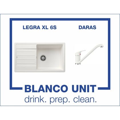Промоционален комплект мивка BLANCO LEGRA XL 6S и смесител BLANCO DARAS цвят Бял