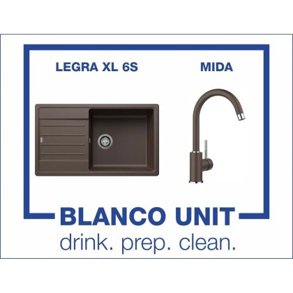 Промоционален комплект мивка BLANCO LEGRA XL 6S и смесител BLANCO MIDA цвят Кафе
