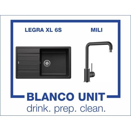 Промоционален комплект мивка BLANCO LEGRA XL 6S и смесител BLANCO MILI цвят Антрацит