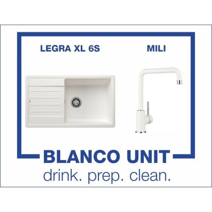 Промоционален комплект мивка BLANCO LEGRA XL 6S и смесител BLANCO MILI цвят Бял