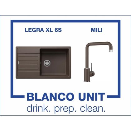Промоционален комплект мивка BLANCO LEGRA XL 6S и смесител BLANCO MILI цвят Кафе