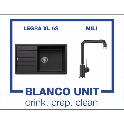 Промоционален комплект мивка BLANCO LEGRA XL 6S и смесител BLANCO MILI цвят Черен