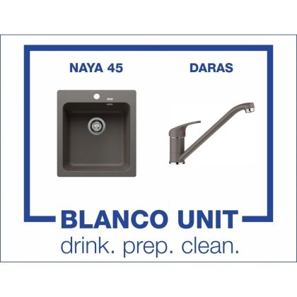 Промоционален комплект мивка BLANCO NAYA 45 и смесител BLANCO DARAS цвят Вулканично сив