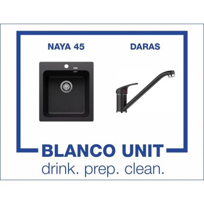 Промоционален комплект мивка BLANCO NAYA 45 и смесител BLANCO DARAS цвят Черен