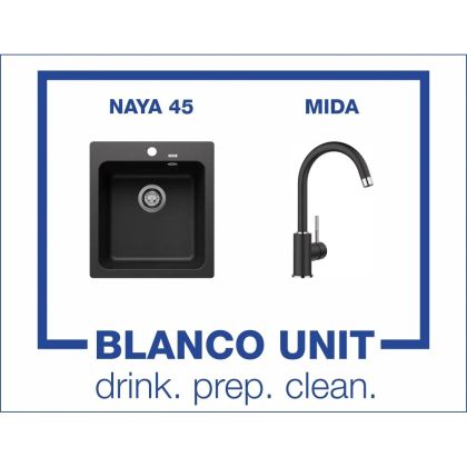 Промоционален комплект мивка BLANCO NAYA 45 и смесител BLANCO MIDA цвят Антрацит