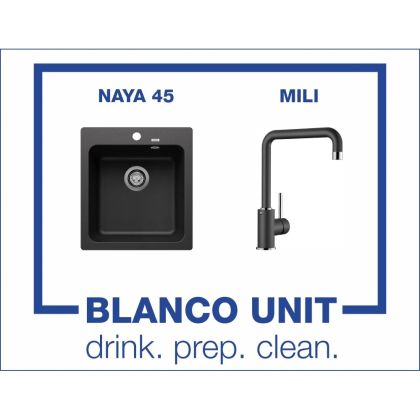 Промоционален комплект мивка BLANCO NAYA 45 и смесител BLANCO MILI цвят Антрацит