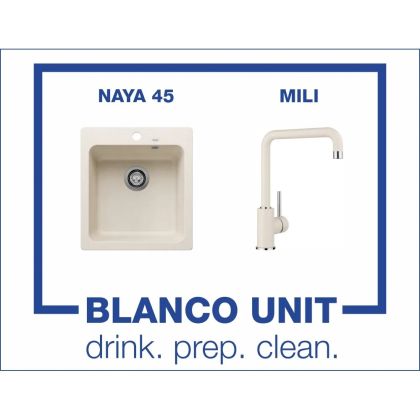 Промоционален комплект мивка BLANCO NAYA 45 и смесител BLANCO MILI цвят Меко бял