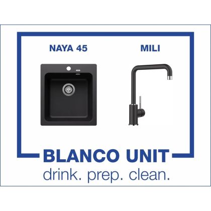Промоционален комплект мивка BLANCO NAYA 45 и смесител BLANCO MILI цвят Черен