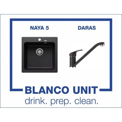 Промоционален комплект мивка BLANCO NAYA 5 и смесител BLANCO DARAS цвят Черен
