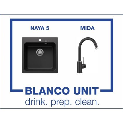 Промоционален комплект мивка BLANCO NAYA 5 и смесител BLANCO MIDA цвят Антрацит