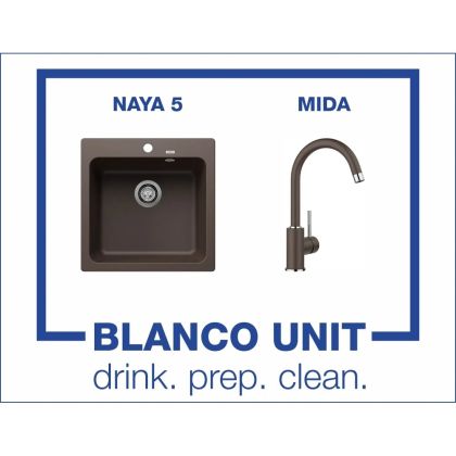 Промоционален комплект мивка BLANCO NAYA 5 и смесител BLANCO MIDA цвят Кафе