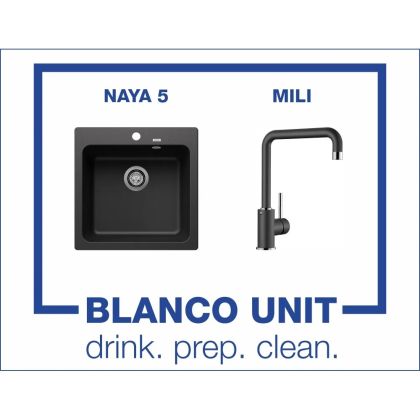 Промоционален комплект мивка BLANCO NAYA 5 и смесител BLANCO MILI цвят Антрацит
