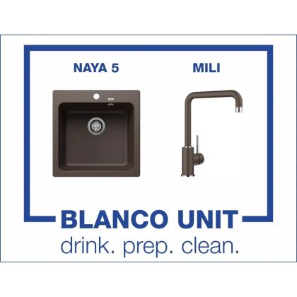 Промоционален комплект мивка BLANCO NAYA 5 и смесител BLANCO MILI цвят Кафе