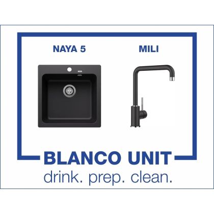 Промоционален комплект мивка BLANCO NAYA 5 и смесител BLANCO MILI цвят Черен
