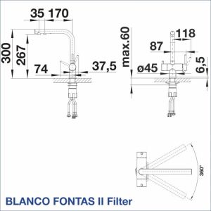 Смесител за кухня BLANCO FONTAS-S II FILTER, стомана с обработка
