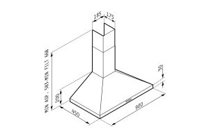 Абсорбатор Pyramis тип Камина SQUARE CHIMNEY BLACK