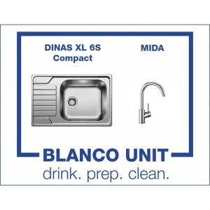Комплект мивка BLANCO DINAS XL 6S Compact и смесител BLANCO MIDA хром