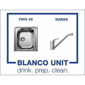 Комплект мивка BLANCO TIPO 45 мат и смесител BLANCO DARAS хром