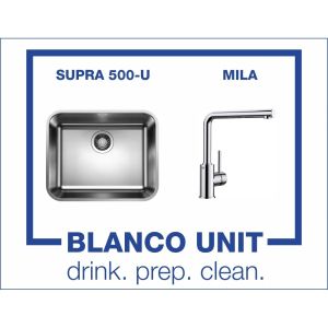 Промоционален комплект мивка за под плот BLANCO SUPRA 500-U и смесител BLANCO MILA хром