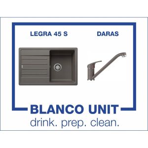 Промоционален комплект мивка BLANCO LEGRA 45S и смесител BLANCO DARAS цвят Вулканично сив