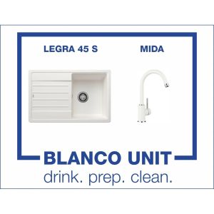 Промоционален комплект мивка BLANCO LEGRA 45S и смесител BLANCO MIDA цвят Бял 