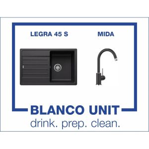 Промоционален комплект мивка BLANCO LEGRA 45S и смесител BLANCO MIDA цвят Черен
