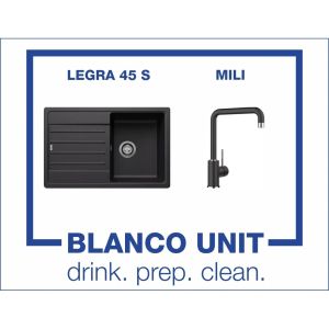 Промоционален комплект мивка BLANCO LEGRA 45S и смесител BLANCO MILI цвят Черен