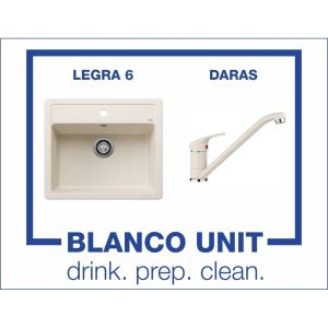 Промоционален комплект мивка BLANCO LEGRA 6 и смесител BLANCO DARAS цвят Меко бял