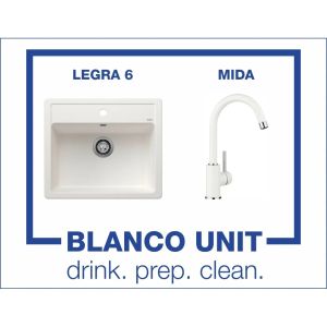 Промоционален комплект мивка BLANCO LEGRA 6 и смесител BLANCO MIDA цвят Бял