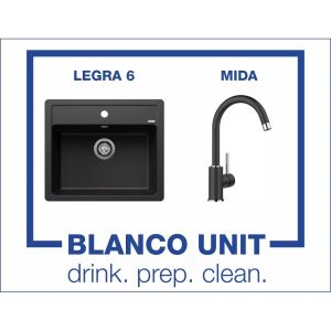 Промоционален комплект мивка BLANCO LEGRA 6 и смесител BLANCO MIDA цвят Черен