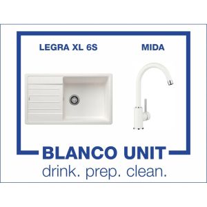 Промоционален комплект мивка BLANCO LEGRA XL 6S и смесител BLANCO MIDA цвят Бял